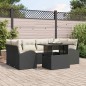 vidaXL Set da Giardino 7 Pezzi con Cuscini in Rattan Sintetico Nero