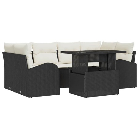 vidaXL Set da Giardino 7 Pezzi con Cuscini in Rattan Sintetico Nero