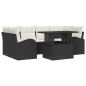 vidaXL Set da Giardino 7 Pezzi con Cuscini in Rattan Sintetico Nero