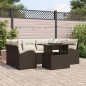 vidaXL Set divano da giardino 7 pezzi con cuscini rattan poly marrone