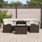 vidaXL Set divano da giardino 7 pezzi con cuscini rattan poly marrone
