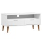 Mobile TV MOLDE Bianca 106x40x49 cm in Legno Massello di Pino Mobile TV MOLDE Bianca 106x40x49 cm in Legno Massello di Pino