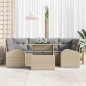 vidaXL Set di divano da giardino 7 pezzi con cuscini beige in rattan sintetico