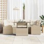 vidaXL Set di divano da giardino 7 pezzi con cuscini beige in rattan sintetico