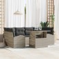 vidaXL Set divano da giardino 7 pezzi con cuscini grigio chiaro in rattan