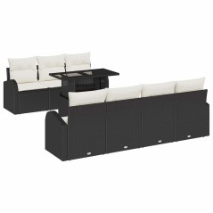 vidaXL Set di Divani da Giardino 8 Pezzi con Cuscini Nero in Rattan Sintetico.