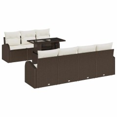 vidaXL Set di divani da giardino 8 pezzi con cuscini in polyrattan marrone
