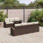 vidaXL Set di divani da giardino 8 pezzi con cuscini in polyrattan marrone