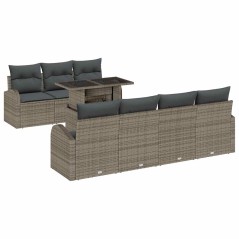 vidaXL Set da Giardino di 8 Pezzi con Cuscini Grigio in Poly Rattan