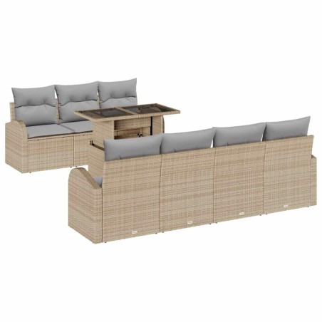 vidaXL Set di divani da giardino 8 pezzi con cuscini beige in polirattan