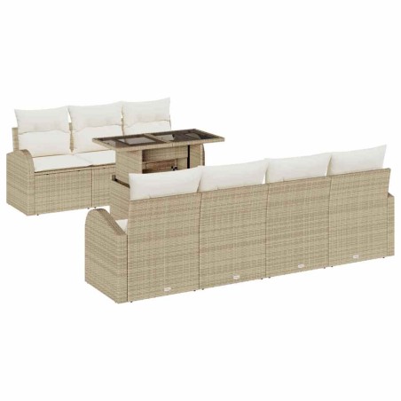 vidaXL Set giardino rattan sintetico 8 pezzi con cuscini beige