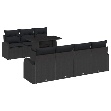 vidaXL Set di divani da giardino 8 pezzi con cuscini in polirattan nero