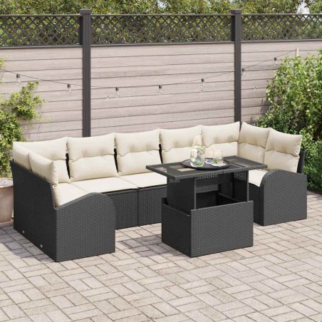 vidaXL Set da Giardino 8 Pezzi con Cuscini in Rattan Polietilene Nero