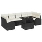 vidaXL Set da Giardino 8 Pezzi con Cuscini in Rattan Polietilene Nero