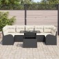 vidaXL Set da Giardino 8 Pezzi con Cuscini in Rattan Polietilene Nero