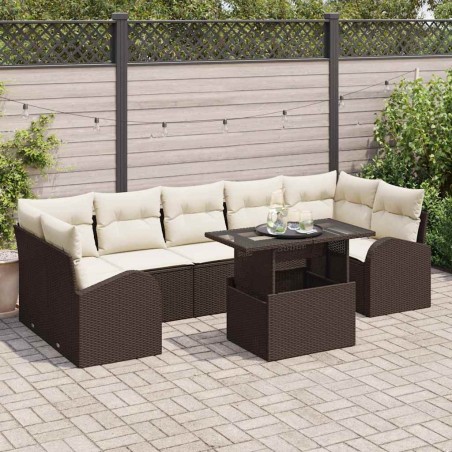 vidaXL Set da Giardino con 8 Pezzi e Cuscini in Rattan Sintetico