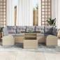 vidaXL Set da Giardino 8 Pezzi con Cuscini Beige, Rattan e Polipropilene