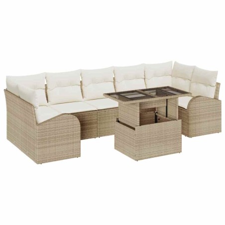 vidaXL Set divano da giardino 8 pezzi con cuscini beige