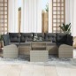 vidaXL Set di divani da giardino di 8 pezzi con cuscini, in rattan polipropilene grigio chiaro.