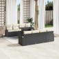vidaXL Set di Divani da Giardino 9 Pezzi con Cuscini in Rattan e Poliestere Nero