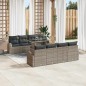 vidaXL Set Divano da Giardino in 9 Pezzi con Cuscini Grigi in Polyrattan