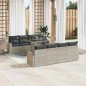 vidaXL Set di divani da giardino da 9 pezzi con cuscini, in rattan polimero grigio chiaro