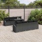 vidaXL Set di Divani da Giardino 9 Pezzi con Cuscini in Rattan Nero e Poliestere