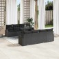 vidaXL Set di Divani da Giardino 9 Pezzi con Cuscini in Rattan Nero e Poliestere