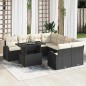 vidaXL Set di Divani da Giardino 9 Pezzi con Cuscini Neri in Poly Rattan