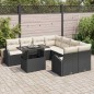 vidaXL Set di Divani da Giardino 9 Pezzi con Cuscini Neri in Poly Rattan