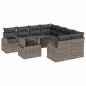 vidaXL Set da Giardino di 9 Pezzi con Cuscini Grigi in Polirattan