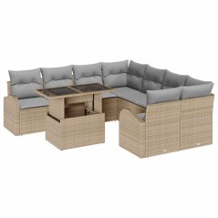 vidaXL Set di divani da giardino in 9 pezzi con cuscini beige in rattan sintetico