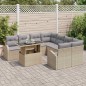 vidaXL Set di divani da giardino in 9 pezzi con cuscini beige in rattan sintetico