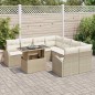 vidaXL Set di divani da giardino da 9 pezzi con cuscini beige in polirattan