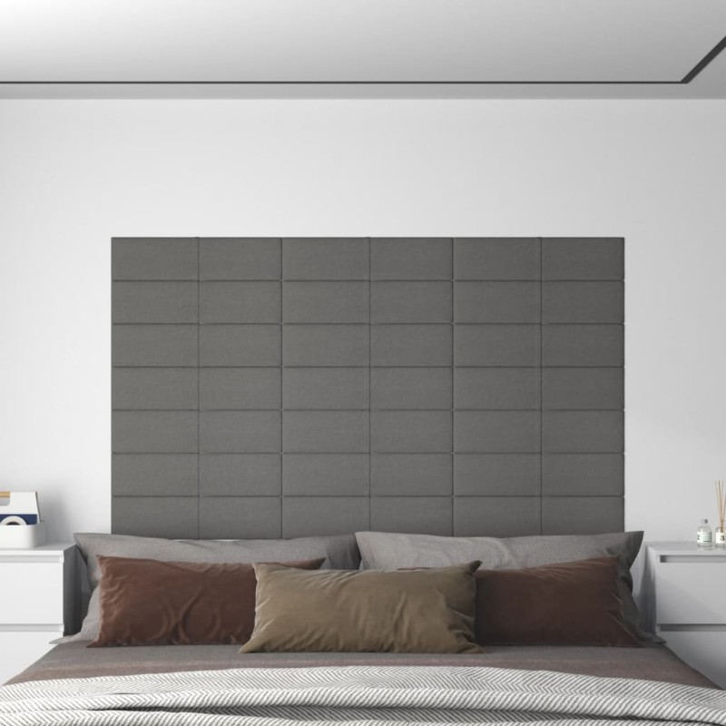Pannelli Murali 12 pz Grigio Chiaro 60x15 cm Tessuto 1,08 m² Pannelli Murali 12 pz Grigio Chiaro 60x15 cm Tessuto 1,08 m²