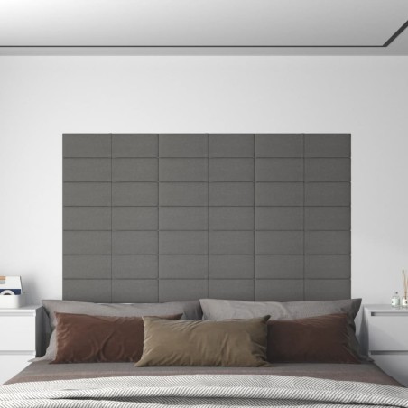 Pannelli Murali 12 pz Grigio Chiaro 60x15 cm Tessuto 1,08 m²