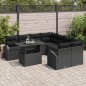 vidaXL Set Giardino 9 Pezzi in Rattan Polyrattan Nero con Cuscini