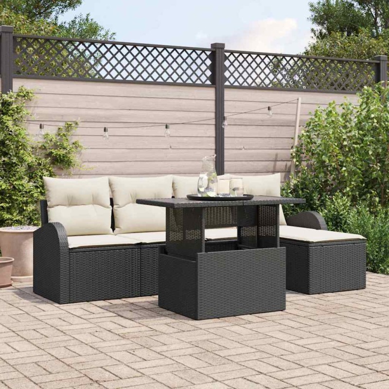 vidaXL Set di Divani da Giardino 6 Pezzi con Cuscini Neri
