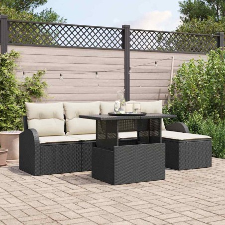 vidaXL Set di Divani da Giardino 6 Pezzi con Cuscini Neri