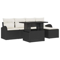 vidaXL Set di Divani da Giardino 6 Pezzi con Cuscini Neri