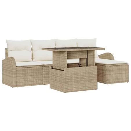 vidaXL Set Divano da Giardino 6 Pezzi con Cuscini Beige in Rattan Sintetico