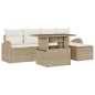 vidaXL Set Divano da Giardino 6 Pezzi con Cuscini Beige in Rattan Sintetico