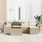 vidaXL Set Divano da Giardino 6 Pezzi con Cuscini Beige in Rattan Sintetico