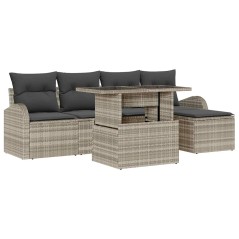 vidaXL Set di divani da giardino a 6 pezzi in rattan sintetico, grigio chiaro