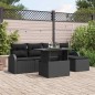 vidaXL Set di divani da giardino in rattan nero con 6 cuscini