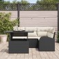 vidaXL Set Divano da Giardino 5 Pezzi con Cuscini in Rattan Sintetico Nero