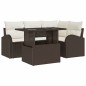 vidaXL Set divano giardino 5 pezzi con cuscini in rattan poliestere marrone