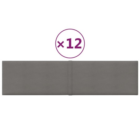 Pannelli Murali 12 pz Grigio Chiaro 60x15 cm Tessuto 1,08 m²