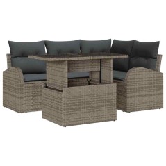 vidaXL Set da giardino 5 pezzi con cuscini grigi in rattan sintetico