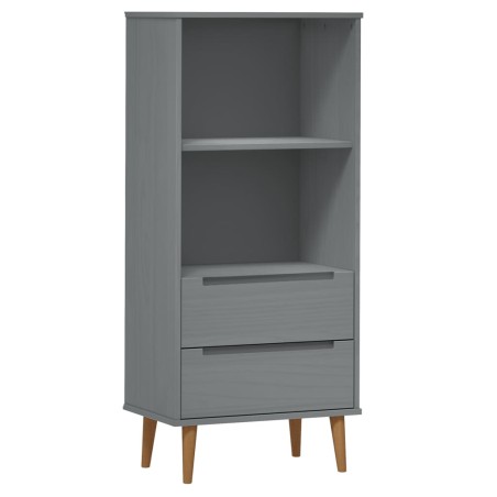 Libreria MOLDE Grigia 60x35x133,5 cm in Legno Massello di Pino